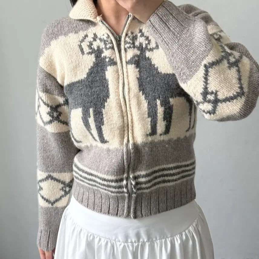 [BUNJANG] Vintage Cowichan Zip-Up Sweater / 빈티지 코위찬 집업