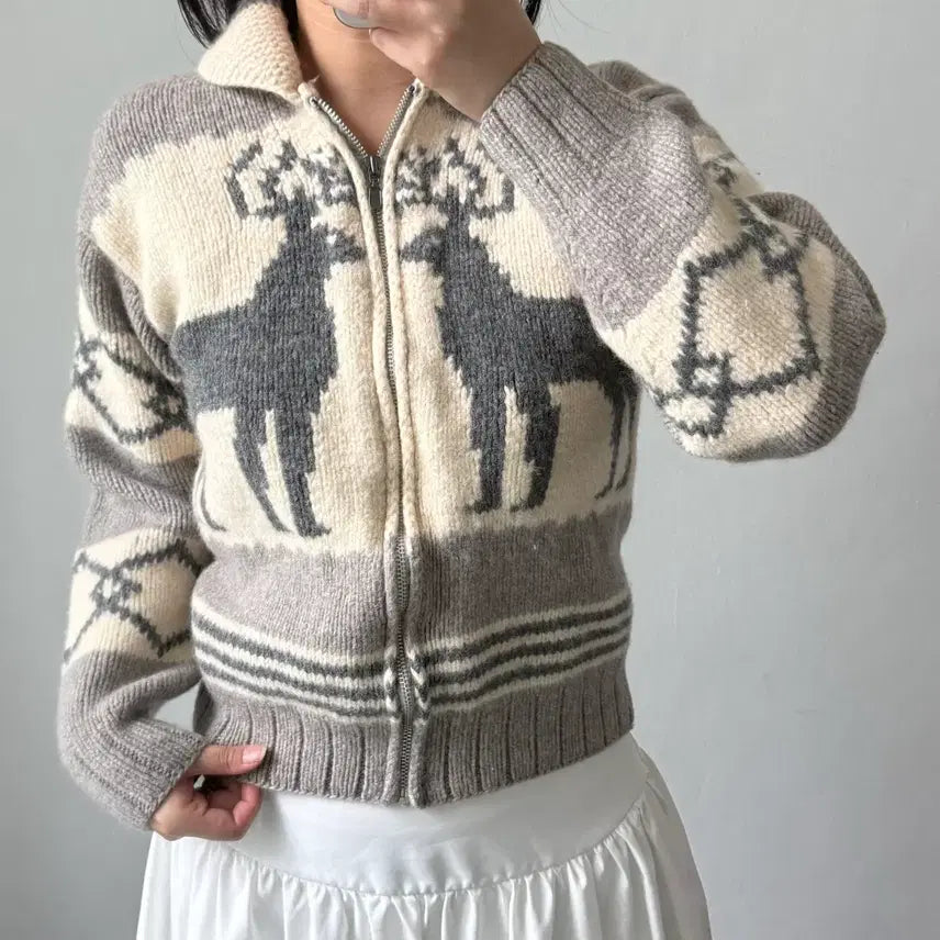 [BUNJANG] Vintage Cowichan Zip-Up Sweater / 빈티지 코위찬 집업