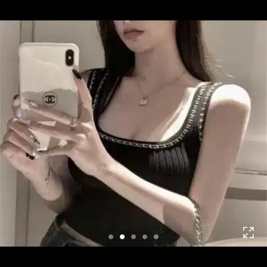 [BUNJANG] Ribbed Chain Sleeveless Top / 수입 체인 골지나시 / 새상품
