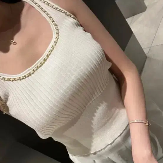 [BUNJANG] Ribbed Chain Sleeveless Top / 수입 체인 골지나시 / 새상품