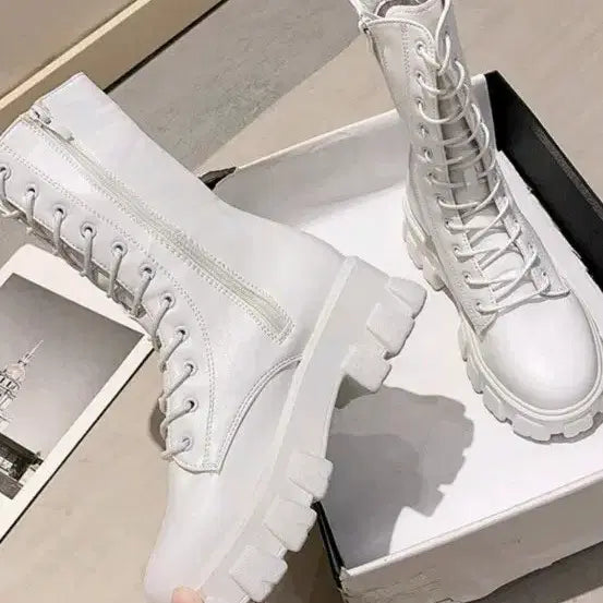 [BUNJANG] White 5cm Walker Cosplay Boots / 화이트 5cm 워커 미디움 코스프레