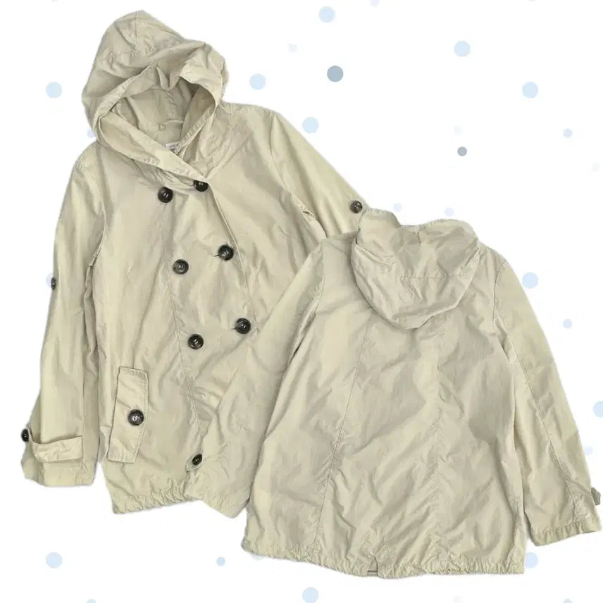[BUNJANG] Vintage Japanese Hagumi Double Button Trench Coat / 일본빈티지 하구미 후드 봄 러블리 더블 버튼 얇은 바람막이 트렌치 코트