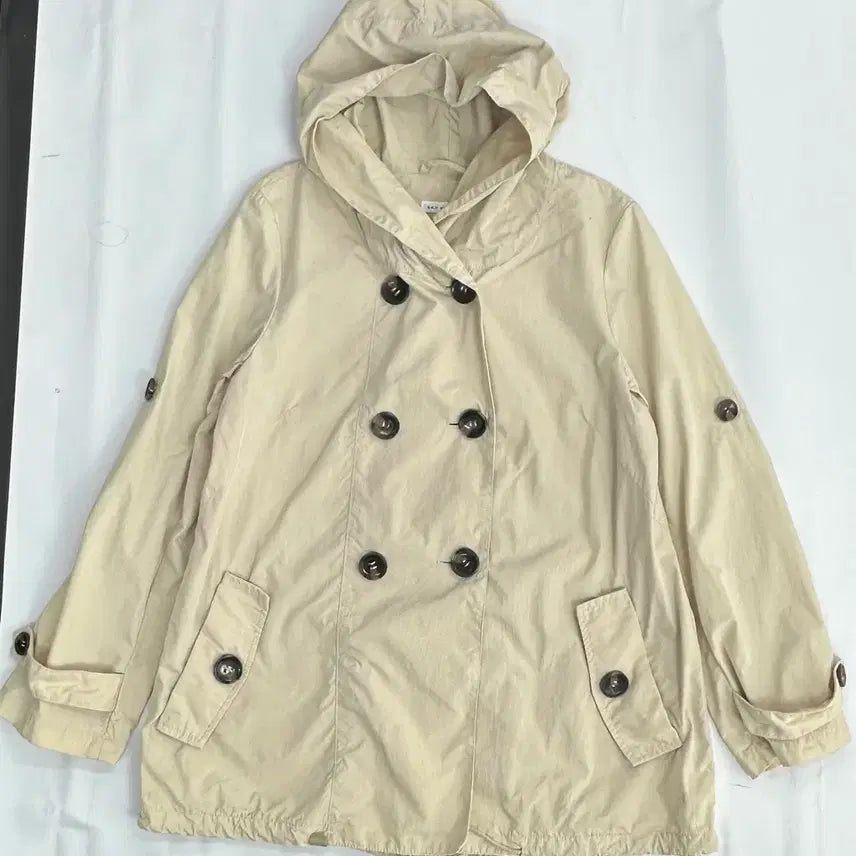 [BUNJANG] Vintage Japanese Hagumi Double Button Trench Coat / 일본빈티지 하구미 후드 봄 러블리 더블 버튼 얇은 바람막이 트렌치 코트