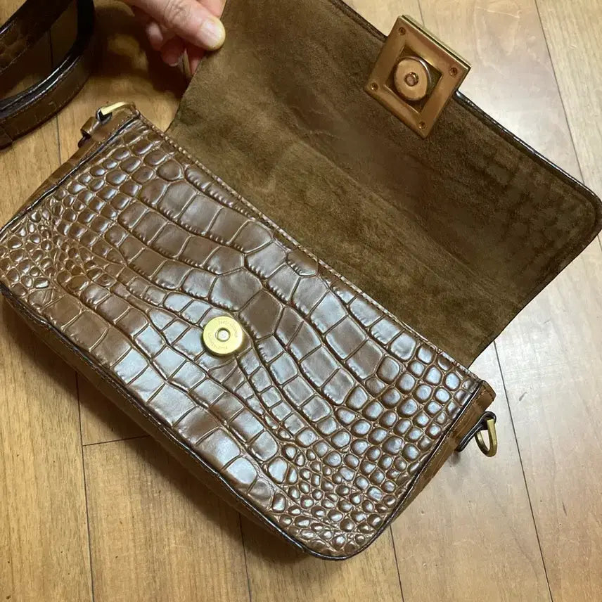 [BUNJANG] Loose &amp; Lounge Brown Crocodile Leather Mini Bag / 브라운 크로커 가죽 루즈앤라운지 택포3만원
