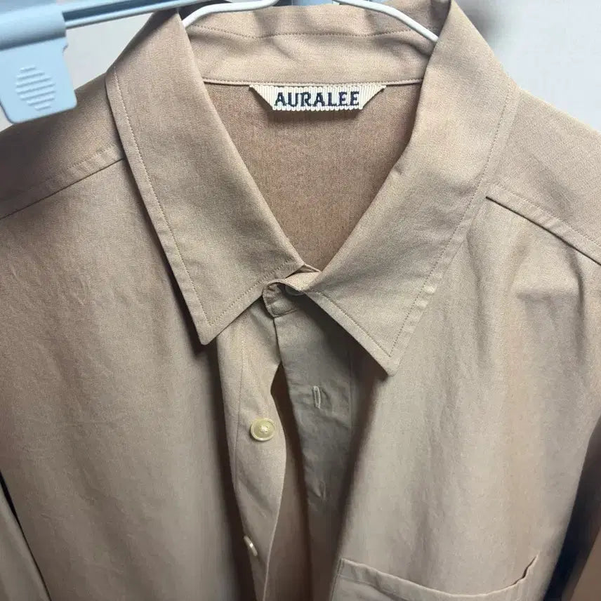 [BUNJANG] Auralee Washed Finx Twill Big Shirt Light Brown / 오라리 Auralee 워시드 핀스 트윌 빅 셔츠 라이트 브라운 4사이즈