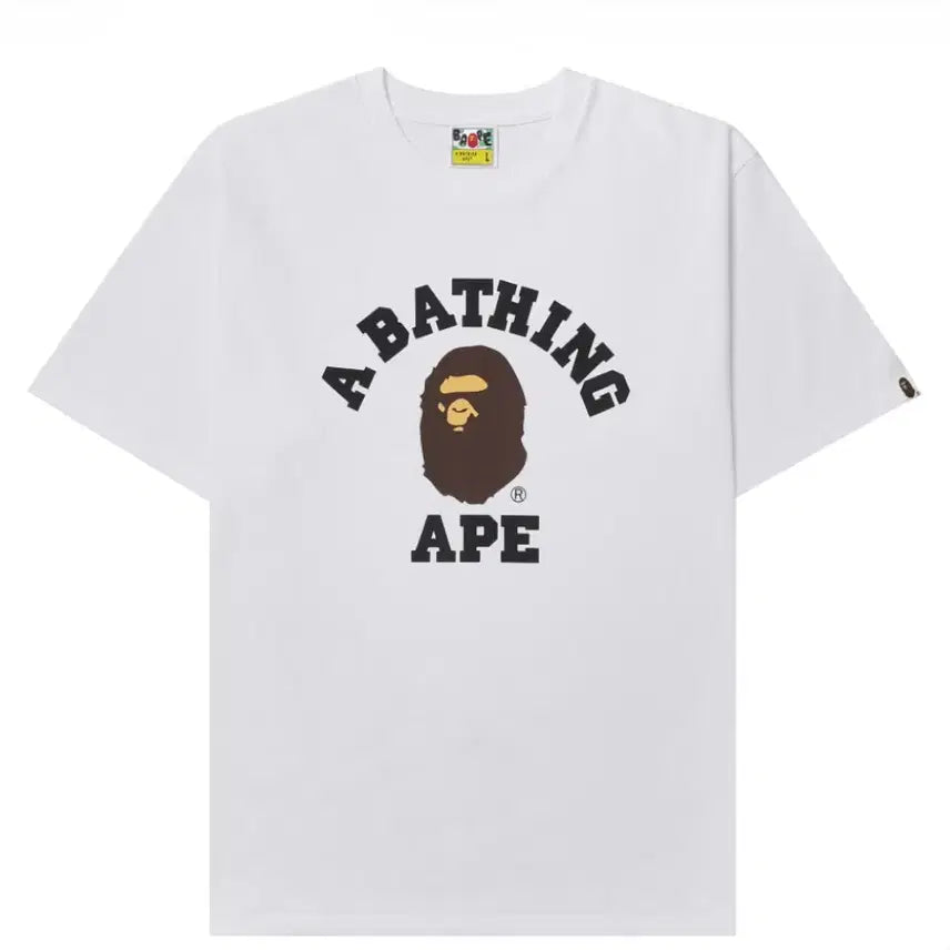 [BUNJANG] A Bathing Ape College Short Sleeve T-Shirt White / 베이프 컬리지 반팔 티셔츠 화이트 [M,XL]