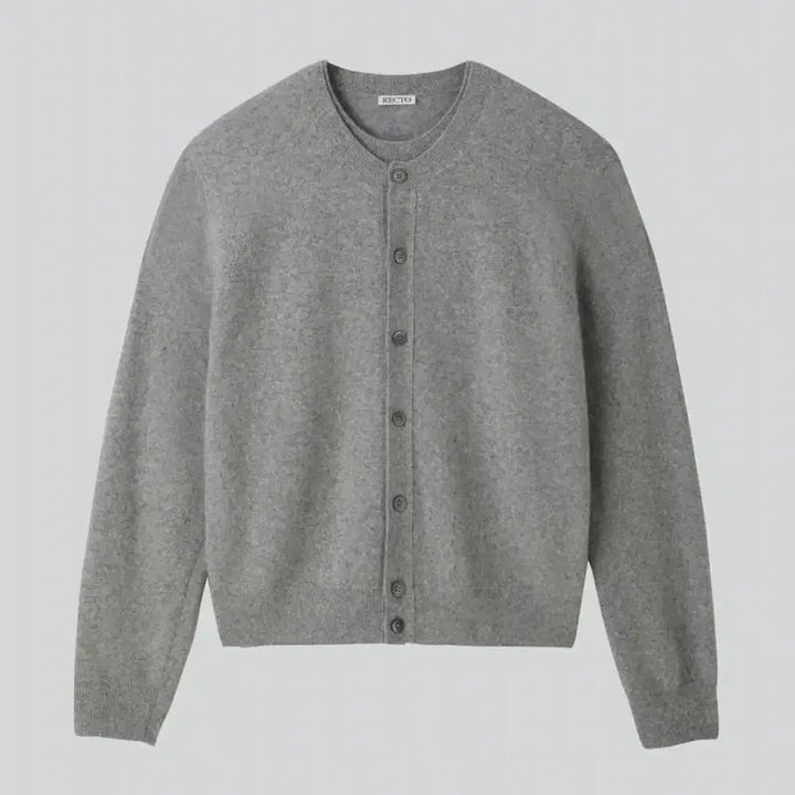 [BUNJANG] Recto 25FW Crewneck Layered Knit Cardigan, Melange Grey (L) / 렉토 25FW 크루넥 레이어드 니트 가디건 멜란지 그레이 (L)