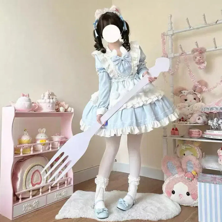 [BUNJANG] Lolita Maid Dress - Blue / 로리타 메이드복 원피스 블루