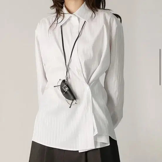[BUNJANG] RE.I Seren Stripe White Shirt / RE.I 세렌 스트라이프 화이트 셔츠 새상품 택포함
