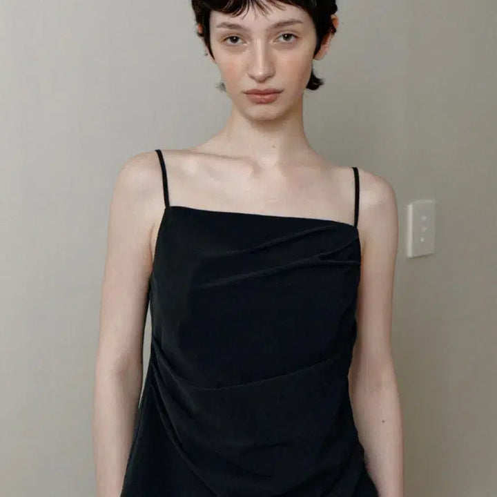 [BUNJANG] Drape Sleeveless Top (Black) / 드레이프 슬리브리스 탑(블랙)