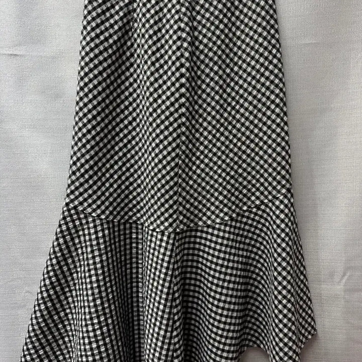 [BUNJANG] System Gingham Check Asymmetrical Long Skirt (Size 26-27) / 시스템 깅엄 체크 언발 롱 스커트 (26~27)