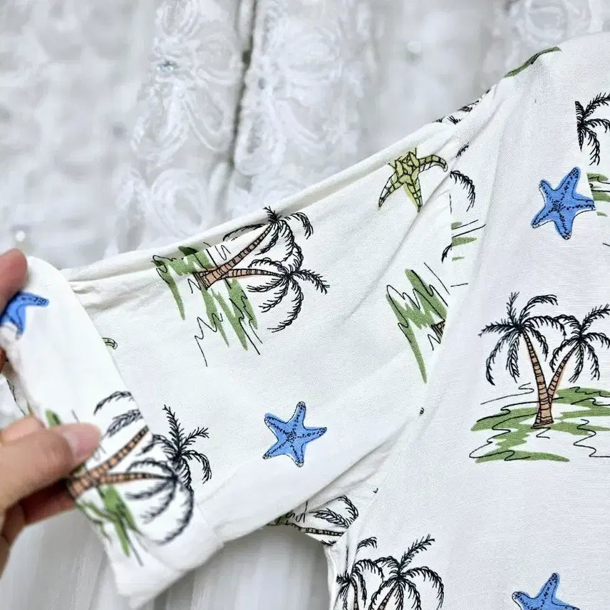 [BUNJANG] ZARA Palm Tree Linen Blend Maxi Dress / 자라 야자수롱 원피스
