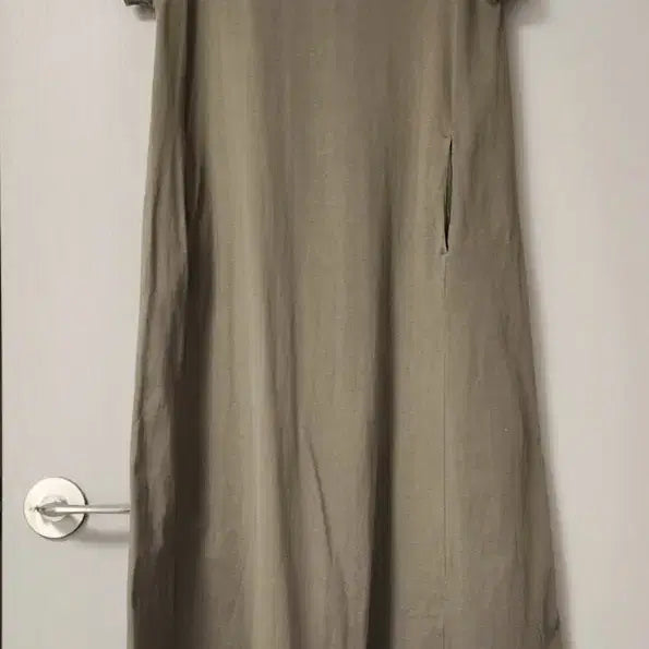[BUNJANG] Oversized Khaki Long Dress / (새상품)체형커버 카키색 박시핏 롱원피스(시원한 원피스 등하원룩)
