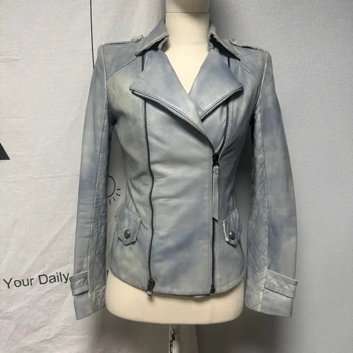 [BUNJANG] Jessi New York Vintage Quilting Washed Denim Lambskin Jacket / 빈티지 제시뉴욕 퀼팅 데님워싱컬러 하늘색 양가죽 자켓 은장자켓