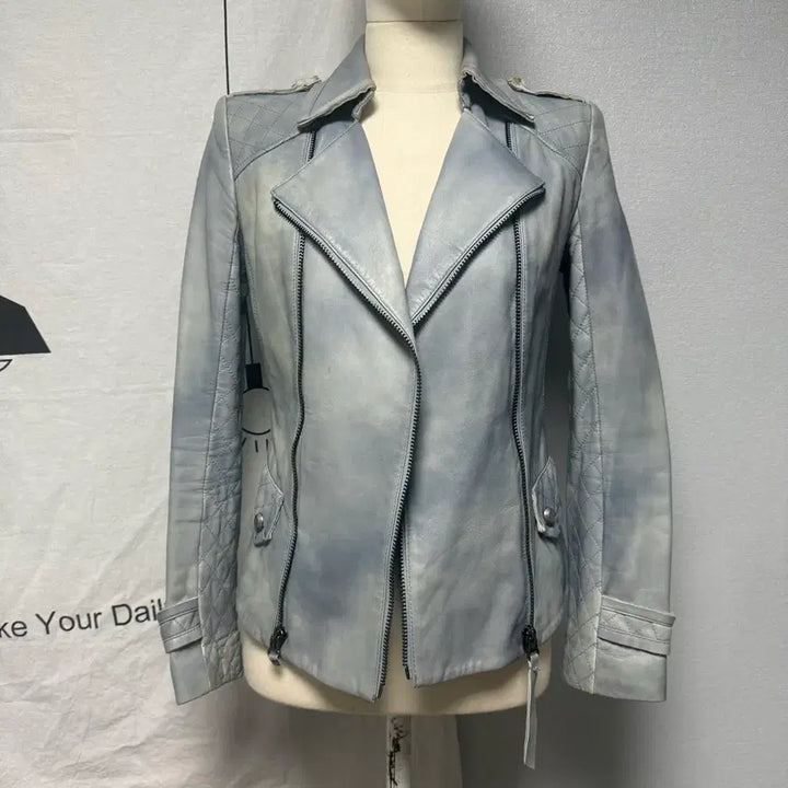 [BUNJANG] Jessi New York Vintage Quilting Washed Denim Lambskin Jacket / 빈티지 제시뉴욕 퀼팅 데님워싱컬러 하늘색 양가죽 자켓 은장자켓