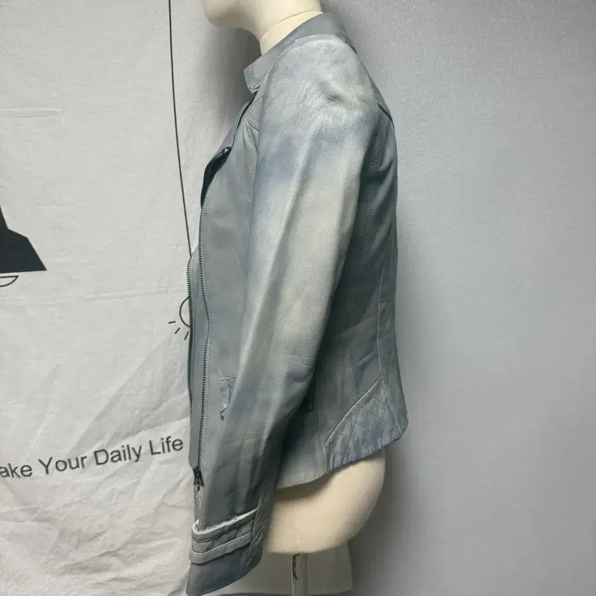 [BUNJANG] Jessi New York Vintage Quilting Washed Denim Lambskin Jacket / 빈티지 제시뉴욕 퀼팅 데님워싱컬러 하늘색 양가죽 자켓 은장자켓