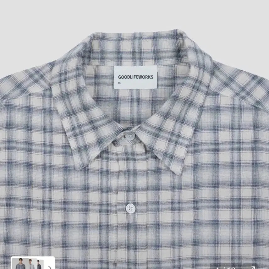 [BUNJANG] Goodlifeworks Blue Check Shirt / 굿라이프웍스 블루 체크 셔츠 (1회 착용)