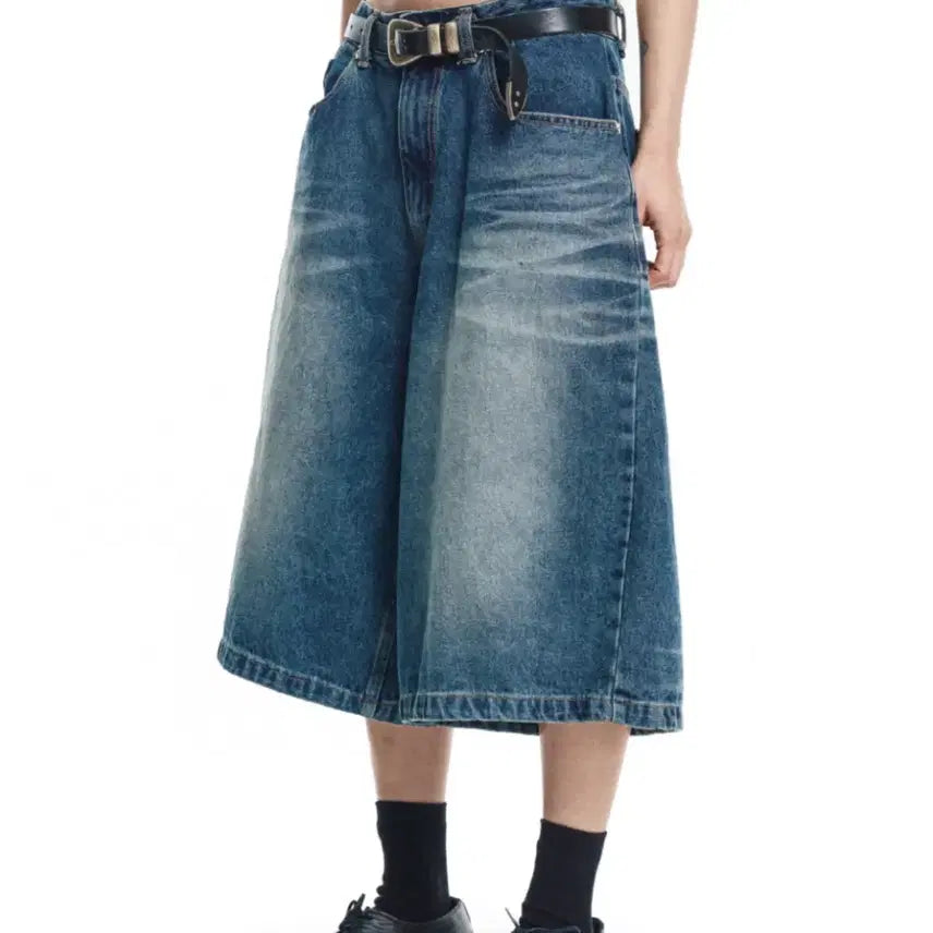 [BUNJANG] Lee Ji No 8-part Denim Bermuda Shorts Deep Blue / [새상품] 이지노이지 8부 데님 버뮤다팬츠 딥블루
