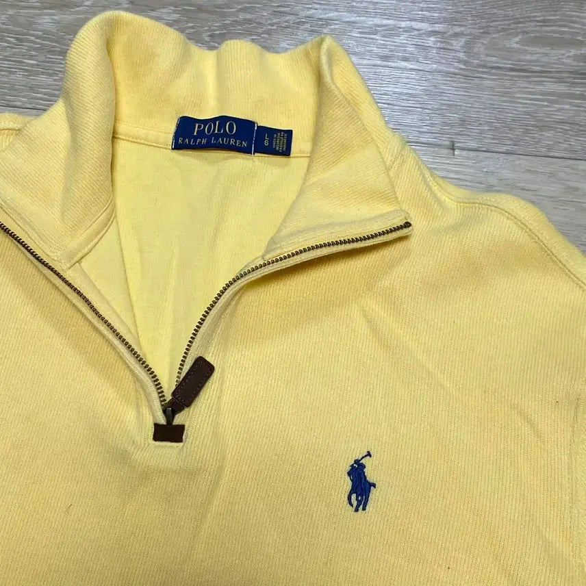 [BUNJANG] Polo Ralph Lauren Yellow Zip-Up Knit Sweater / 폴로 랄프로렌 옐로우 카라 집업 니트 교신