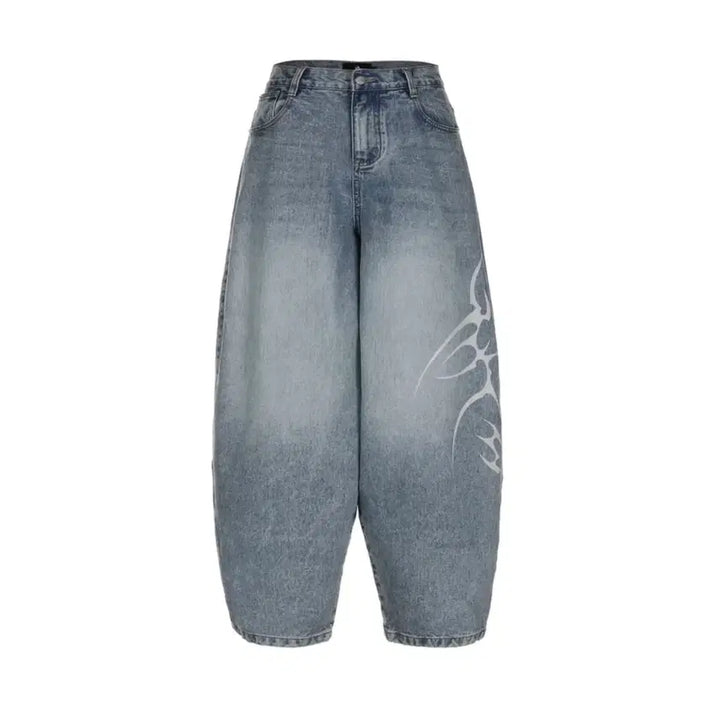[BUNJANG] DSM T FLAME ARTWORK Wide Denim_BLUE / [디에스엠티] FLAME ARTWORK WIDE DENIM_BLUE