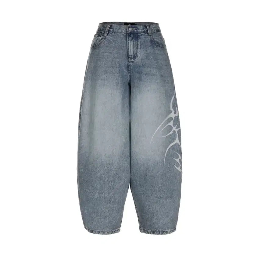 [BUNJANG] DSM T FLAME ARTWORK Wide Denim_BLUE / [디에스엠티] FLAME ARTWORK WIDE DENIM_BLUE