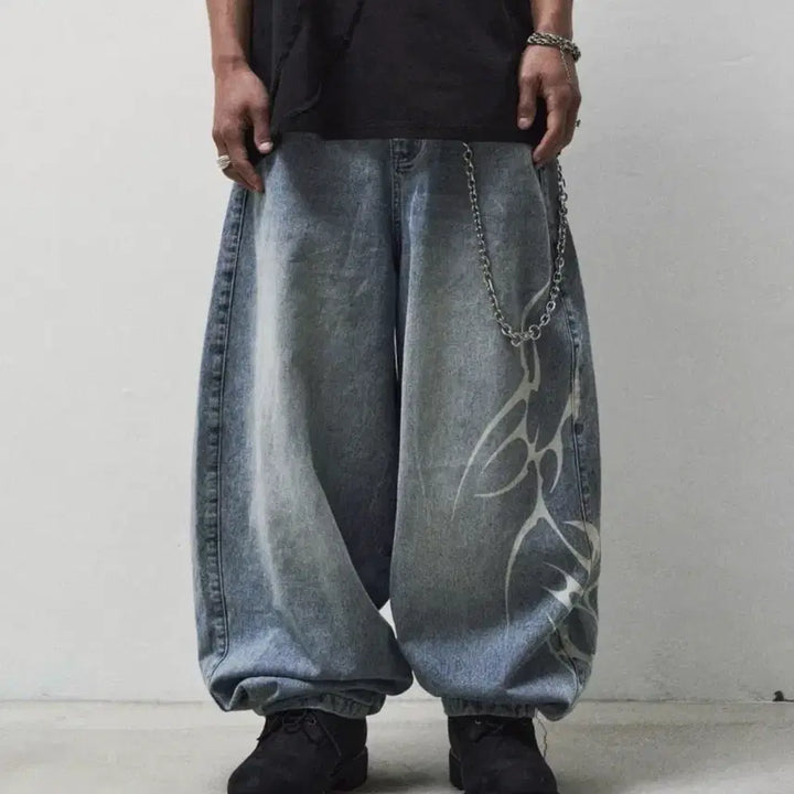 [BUNJANG] DSM T FLAME ARTWORK Wide Denim_BLUE / [디에스엠티] FLAME ARTWORK WIDE DENIM_BLUE