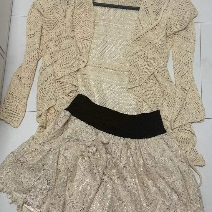 [BUNJANG] Cocomori Vintage Crochet Cardigan and Shorts / 코코모리 일본 빈티지 옷 모리걸 크로셰 가디건 반바지