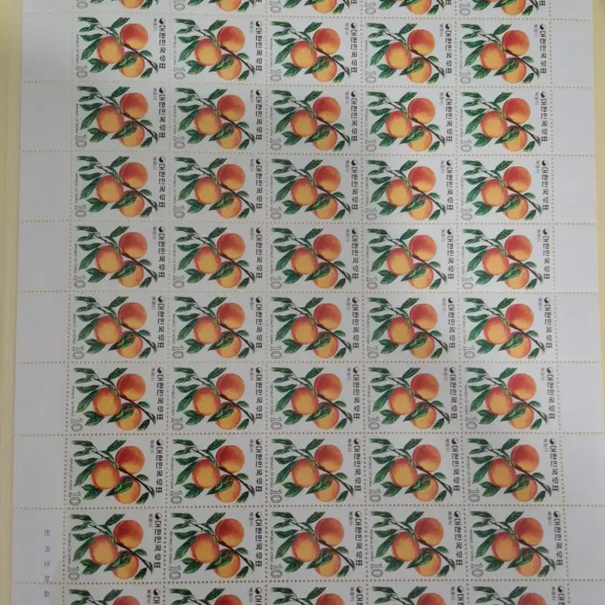 [BUNJANG] 1973 Korean Fruit Series 2nd Edition Peach Stamp Sheet / (2관/A2) 1973년 한국 과실시리즈전지2집 복숭아할인적용(K6)저렴