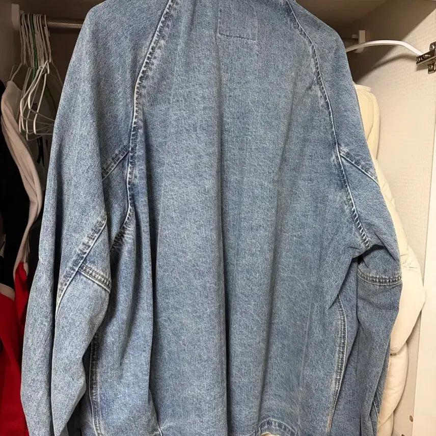 [BUNJANG] Ilcorso Blue Oversized Open Collar Denim Trucker Jacket / 일꼬르소 블루 오버핏 오픈카라 데님 트러커