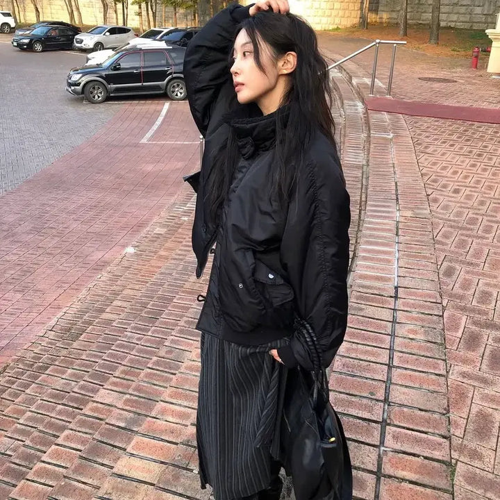 [BUNJANG] Seoul Based TAB Flight Jacket Black / 택포가) 서울베이스드 TAB FLIGHT JACKET 자켓 패딩 블랙