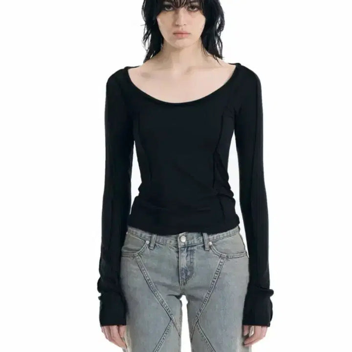 [BUNJANG] Bohemian Seoul Line Biker Long Sleeve Tee / 보헤미안서울 라인 바이커 롱슬리브 티 베이지