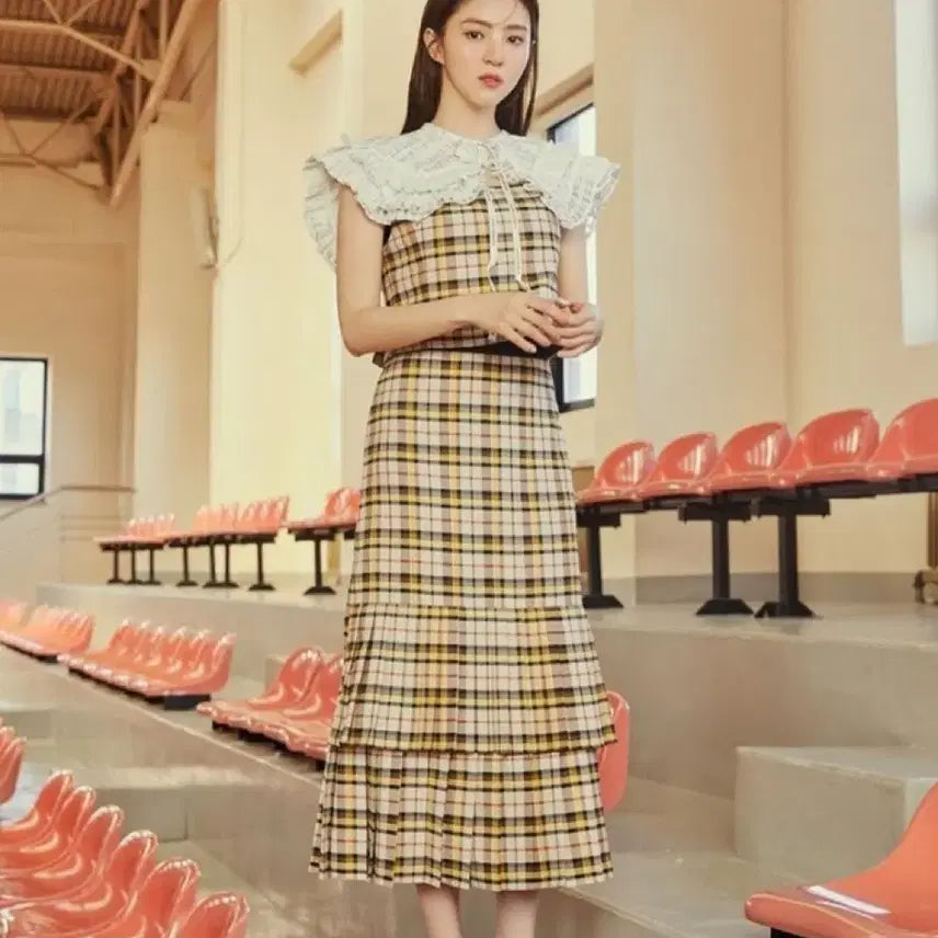 [BUNJANG] Lucky Chouette Check Frill Skirt 21SS / 럭키슈에뜨 체크 프릴 스커트 21SS
