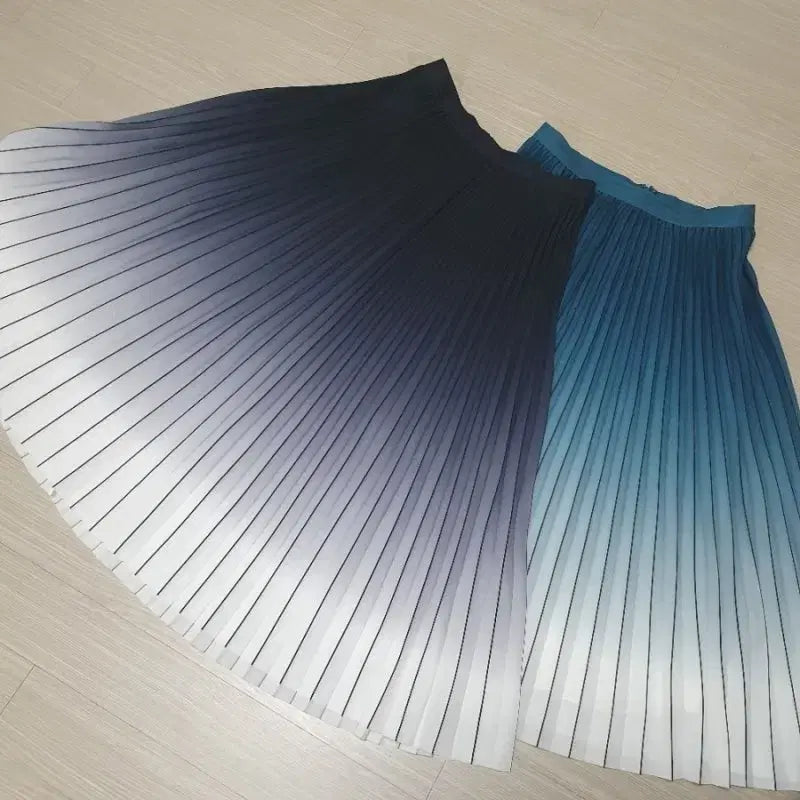 [BUNJANG] Graceful Gradient Pleated Long Skirt (Black) / 리스 그라데이션 플리츠 롱 스커트 (블랙)