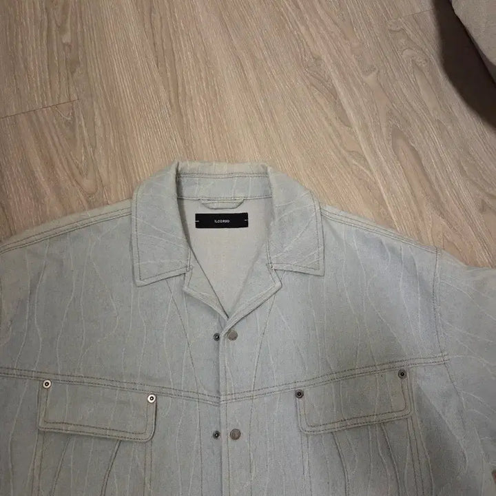 [BUNJANG] Il Corso Washed Light Blue Short Sleeve Shirt Jacket (Size 100) / 일꼬르소 정품 워싱 연청 반팔 남방 자켓 100사이즈