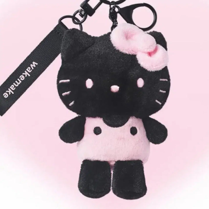 [BUNJANG] WakeMake x Hello Kitty Collaboration Doll Keychain Black &amp; Pink / [미개봉] 웨이크메이크 헬로키티 인형 키링 블랙핑크