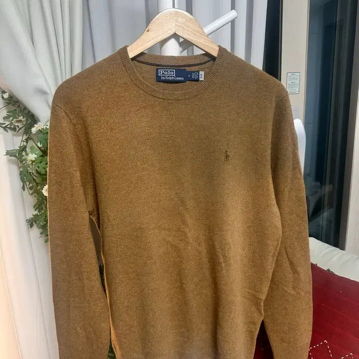 [BUNJANG] Polo Ralph Lauren 100% Wool Crewneck Sweater M Brown Logo / 랄프로랜 울100 니트