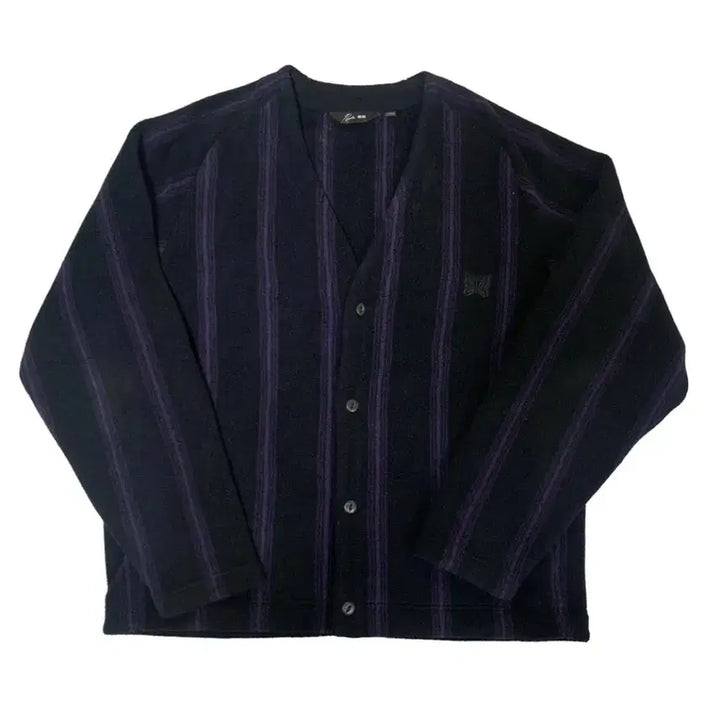 [BUNJANG] Uniqlo Needles Stripe Purple Cardigan / 유니클로 니들스 스트라이프 퍼플 가디건
