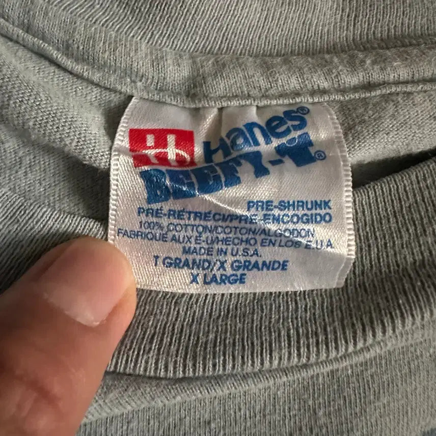 [SOLD OUT] 90s 빈티지 미제 헤인즈 반팔 티셔츠 XL 수소봉제 싱글스티치