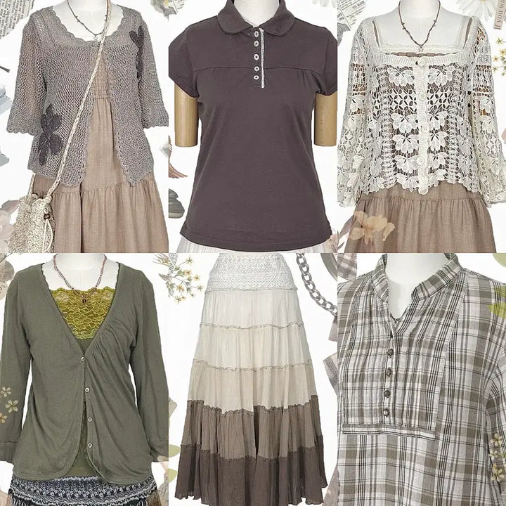 [BUNJANG] Vintage Y2K Ethnic Lace Skirt / 일본빈티지y2k에스닉히피모리걸하구미룩셔링레이스스커트치마가디건원피스나시니트