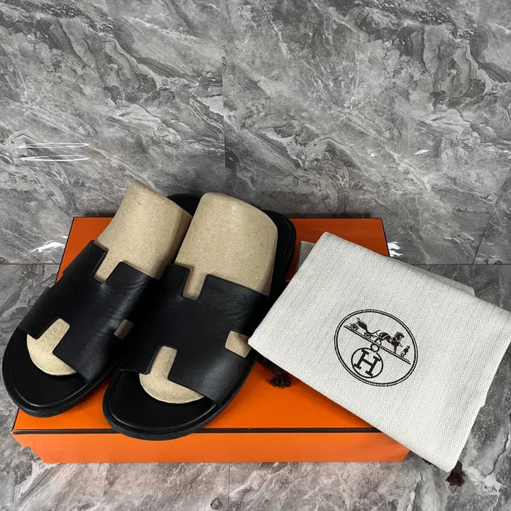 [BUNJANG] Hermes Izmir Black Leather Sandals / [새상품급] 에르메스 이즈미르 블랙