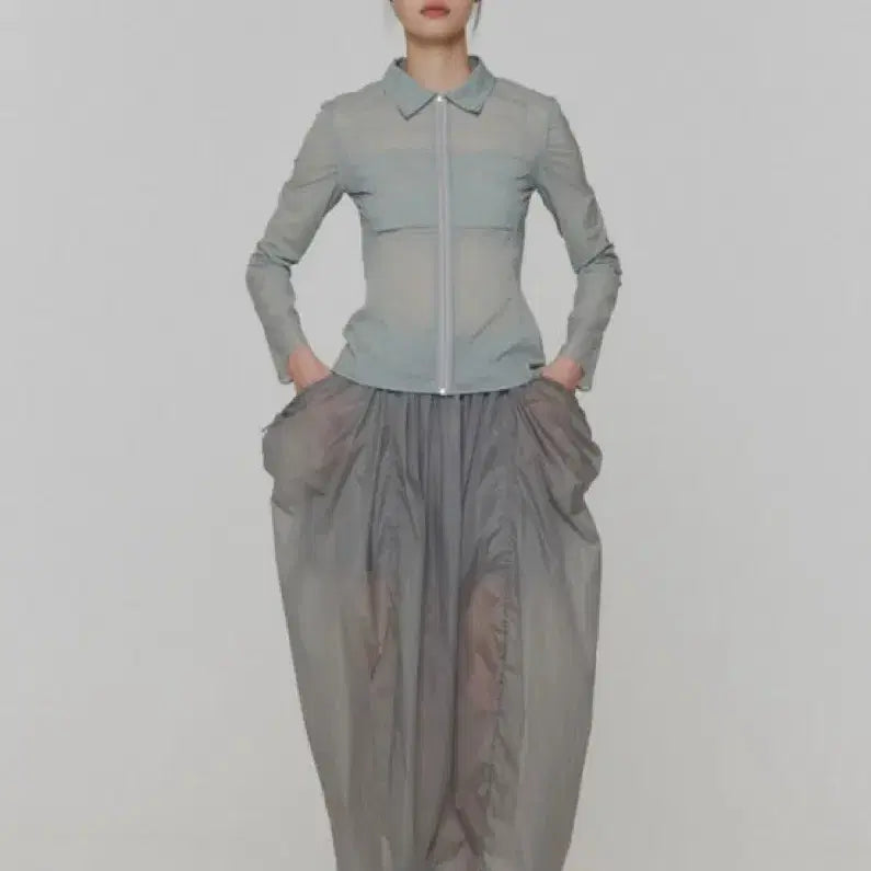 [BUNJANG] AMOMENTO Layered Shirring Skirt / 아모멘토 레이어드 셔링 스커트