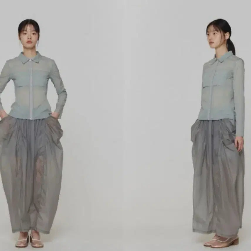 [BUNJANG] AMOMENTO Layered Shirring Skirt / 아모멘토 레이어드 셔링 스커트