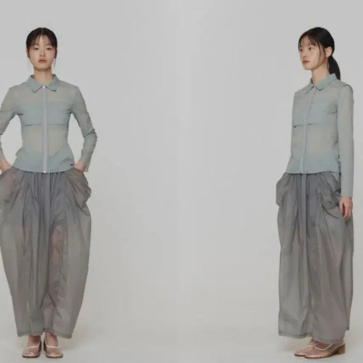 [BUNJANG] AMOMENTO Layered Shirring Skirt / 아모멘토 레이어드 셔링 스커트