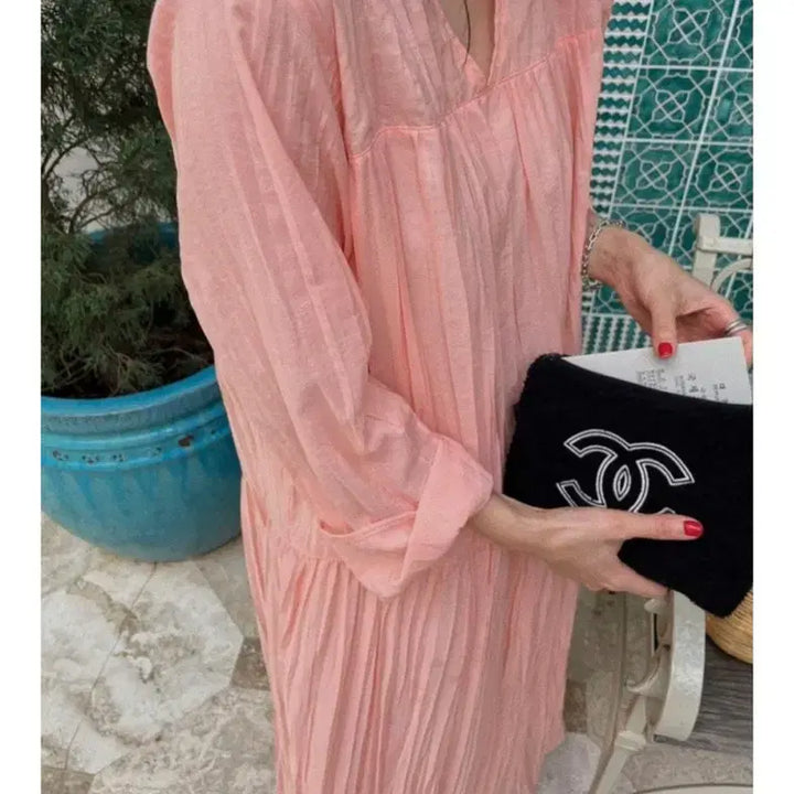 [BUNJANG] Wiccomo Pleated Long Dress / 위꼬모 Pleat dress (새상품)