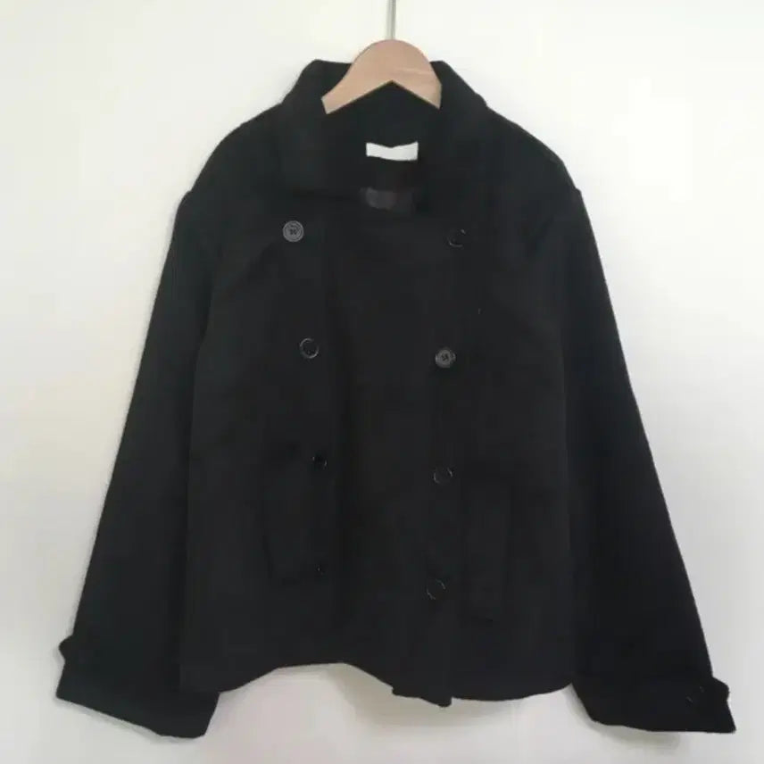 [BUNJANG] Double Button Collar Quilted Short Coat Black / 더블 버튼 카라 올 누빔 숏코트 블랙