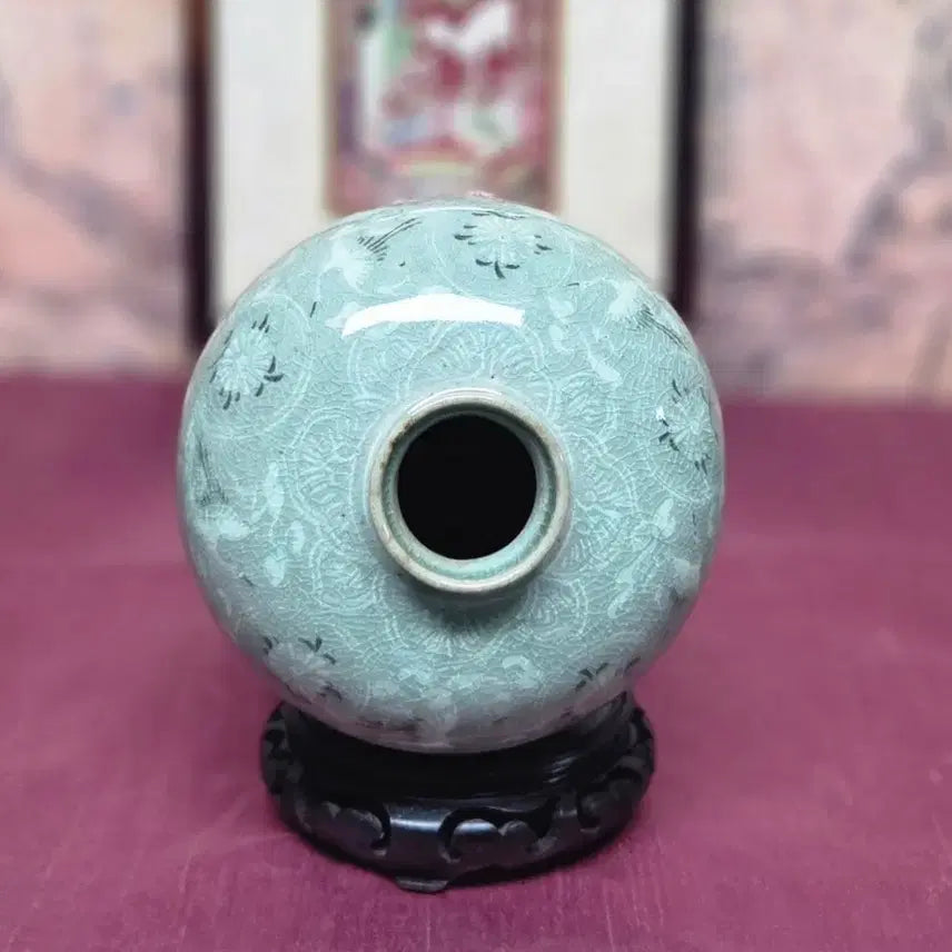 [BUNJANG] Goryeo Celadon Vase with Inlaid Cloud and Crane Motif (Seongjeon Kiln, Im Il-nam) / *상감청자 운학문 매병  성전요(성전:임일남)