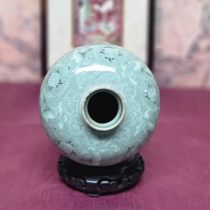 [BUNJANG] Goryeo Celadon Vase with Inlaid Cloud and Crane Motif (Seongjeon Kiln, Im Il-nam) / *상감청자 운학문 매병  성전요(성전:임일남)