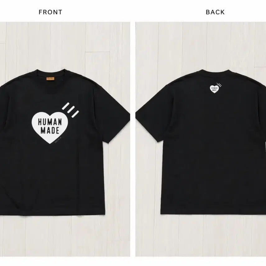 [BUNJANG] Human Made Heart Logo T-shirt - Black / 휴먼메이드 하트 반팔 티셔츠 블랙. L~3xl