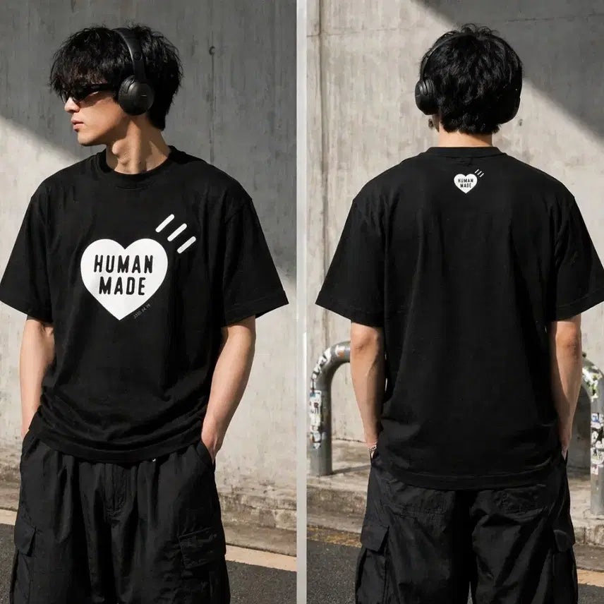 [BUNJANG] Human Made Heart Logo T-shirt - Black / 휴먼메이드 하트 반팔 티셔츠 블랙. L~3xl