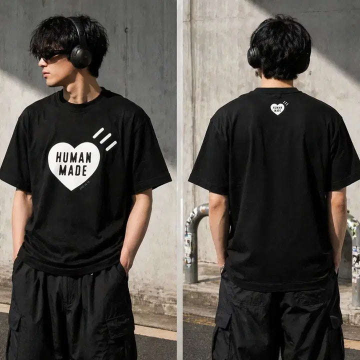 [BUNJANG] Human Made Heart Logo T-shirt - Black / 휴먼메이드 하트 반팔 티셔츠 블랙. L~3xl
